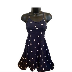 Old Navy Polka Dot Navy Blue and White Spaghetti Strap Dress Girls Size XL 14